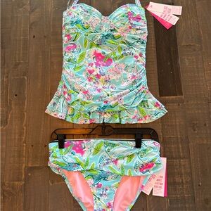 Lilly Pulitzer Carmen ruffled tankini set / sway this way swimwear size 4